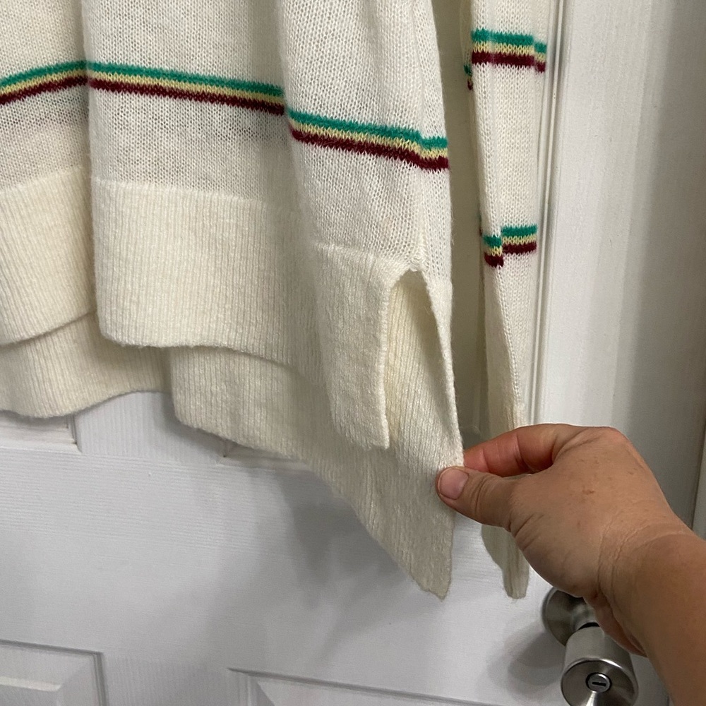 Joie Sweater Size Medium Wool Alpaca Blend Cream Striped Crew Neck - Picture 3 of 7